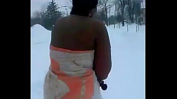 Chick Get's Naked Just To Do The Snow Challenge. SMH