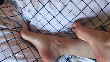 In Bed with My Bare Feet and Fresh Blue Pedicure MiaNyx Foot Fetish and Toes Tease