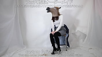 Blindfold fetish with horse mask