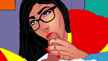 Mia Khalifa's perfect bubble booty cartoon parody blowjobs and wet ass pussy - full vid in Red