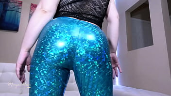 Ass Tease in Blue Shiny Leggings (2020)