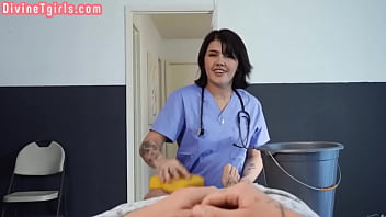 Shemale busty tattooed nurse assfucked by her patient