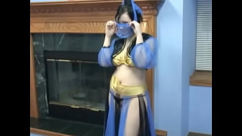 Chick in genie costume rams dildo in pussy