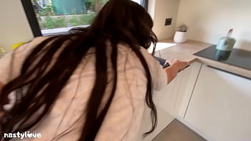 Stepsister wanted to make me Breakfast but instead gets fucked & receives big Facial