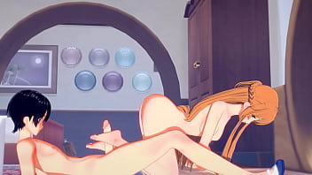 ソードアート・オンライン・ヘンタイ - アスナの手コキとキリトへの足コキ - Japanese Asian Manga Anime Film Game Porn