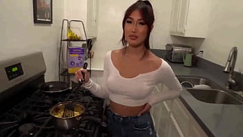 My Step Sister Can't Cook And Asks Me For Help In Exchange For Her Her Boobs - Mina Luxx & Chad Alva