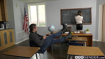 Hot shemale teacher with big cock Korra Del Rio fucked by big dick student