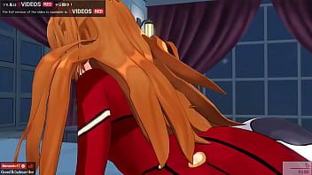 Anime erotico Evangelion Asuka, versione campione ASMR lesbica 3P con Rei
