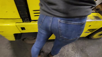 hot co worker spanked and fucked on forklift at work with dripping creampie