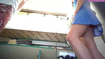 Sexy blonde girl voyer camera upskirt at work part 10