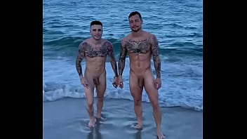 Ángel Gomez and Leo Parraguez naked on the beach