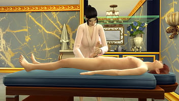 Madrasta japonesa faz massagem no enteado em seu novo salão - Vídeo pornô
