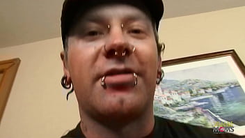Hardcore underground couple with tattoos and piercings is having amateur sex at a hotel room