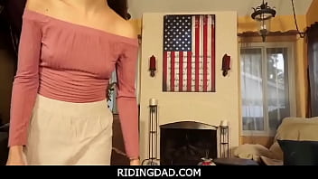 RidingDad - Sexy Brunette Teen Stepdaughter Arielle Faye Fucked By Stepdad POV