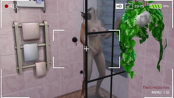 隠しカメラを通してシャワーを浴びている女性をスパイしている変態ホストのヘンタイ
