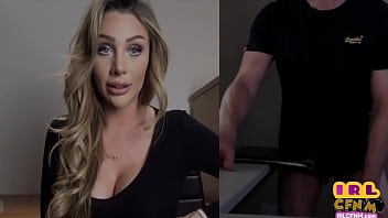 CFNM amateur bosomy MILF seducing guy to wank over webcam