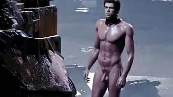 Hot naked 3D male character in game