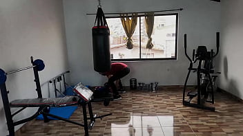 My horny stepmom fucks with me in my new home gym