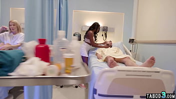 Ebony nurses Ana Foxx and Nicole Kitt healing a big white cocked patient