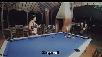 Sexy and naughty Latina lesbians with sex toys eating their pussies on the pool table- FULL STORY