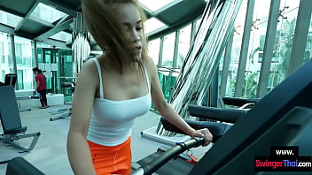 Curvy Thai amateur girlfriend sex in a hotel after a workout in the gym