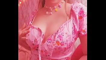 Cottagecore goddess titty tease in pretty pink floral dress | full video on Manyvids