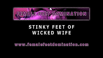 Femdom Dominant wife makes her husband to smell her bare stinky feet - Trailer