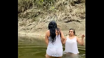 My step cousins in the river