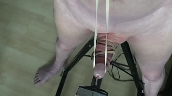 Slave Whippingmeat's cock torment with rubber bands Part2