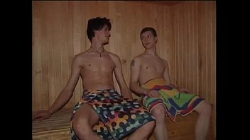2 boys in sauna