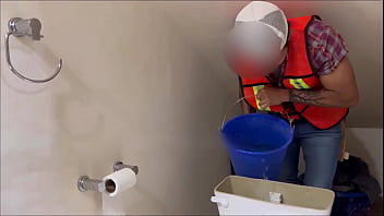 Hot plumber fixes our pipes and then fucks us until he cums inside my ass