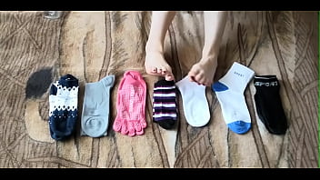 Footjob in socks and then took off their homemade