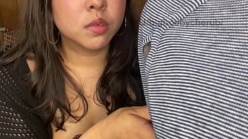 How long would YOU last if I was sucking your cock with my big Asian tits out?
