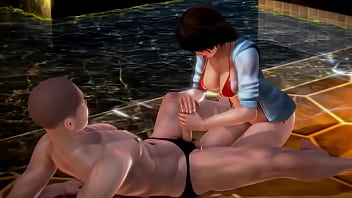 Cute lady in micro bikini has sex with a man hentai animation video