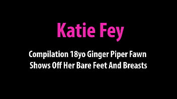 Compilação de 18 anos Ginger Piper Fawn mostra seus pés e seios descalços