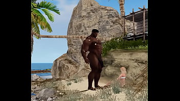 huge black football player fucks white chick on beach