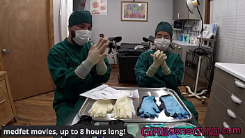 Доктор Ария Николь и доктор Тампа примеряют латексные и хирургические перчатки на GirlsGoneGyno Reup