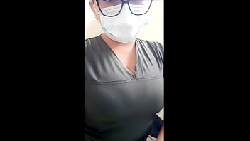 demon nurse!! The bitch cleans the dental surgery room and then begins to touch herself sensually