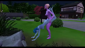 A hot pair of aliens fuck in the open air