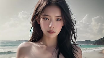 Hot Asian girl with big tits fucked on the beach, uncensored hentai with [asmr, ai]
