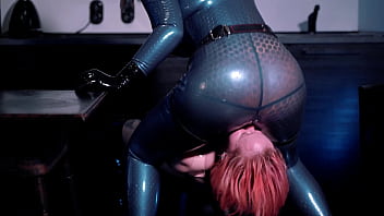 sexual latex rubber lesbians have hot kinky fun! shiny clothes as fetish, big ass MILF (Arya Grander)