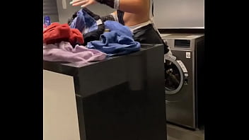 Naughty maid sucking dick while washing my wife's clothes