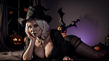 Very Hot Spoky Granny GILF grandma posing for halloween AI Porn Art 3D