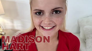 MADISON HART Cute Blonde Teen Huge Cock NO HANDS Blowjob and Cum Swallow! WOW A
