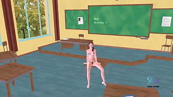 Un video porno animato in 3D: una bellissima giovane donna che fa pose sexy
