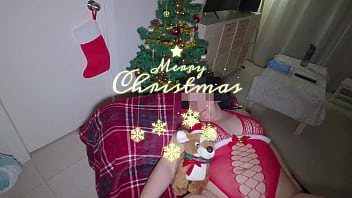 Horny wife, hot fuck and cum in mouth for Christmas