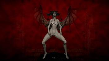 Lilith, slim succubus dancing hot in the dungeon