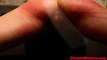 Tattooed sub caned until red raw