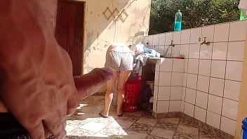 I caught my stepdaughter doing laundry in shorts, I got horny and like her super luscious pussy