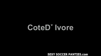 Dark skinned Ivorian soccer girl teasing